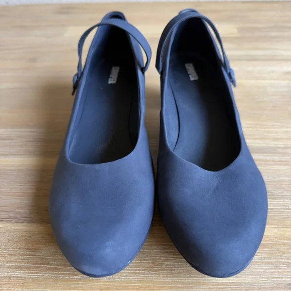 CAMPER Helena Blue Nubuck Leather Shoes Women Size 10 Classic Look Modest Heel - Picture 8 of 12